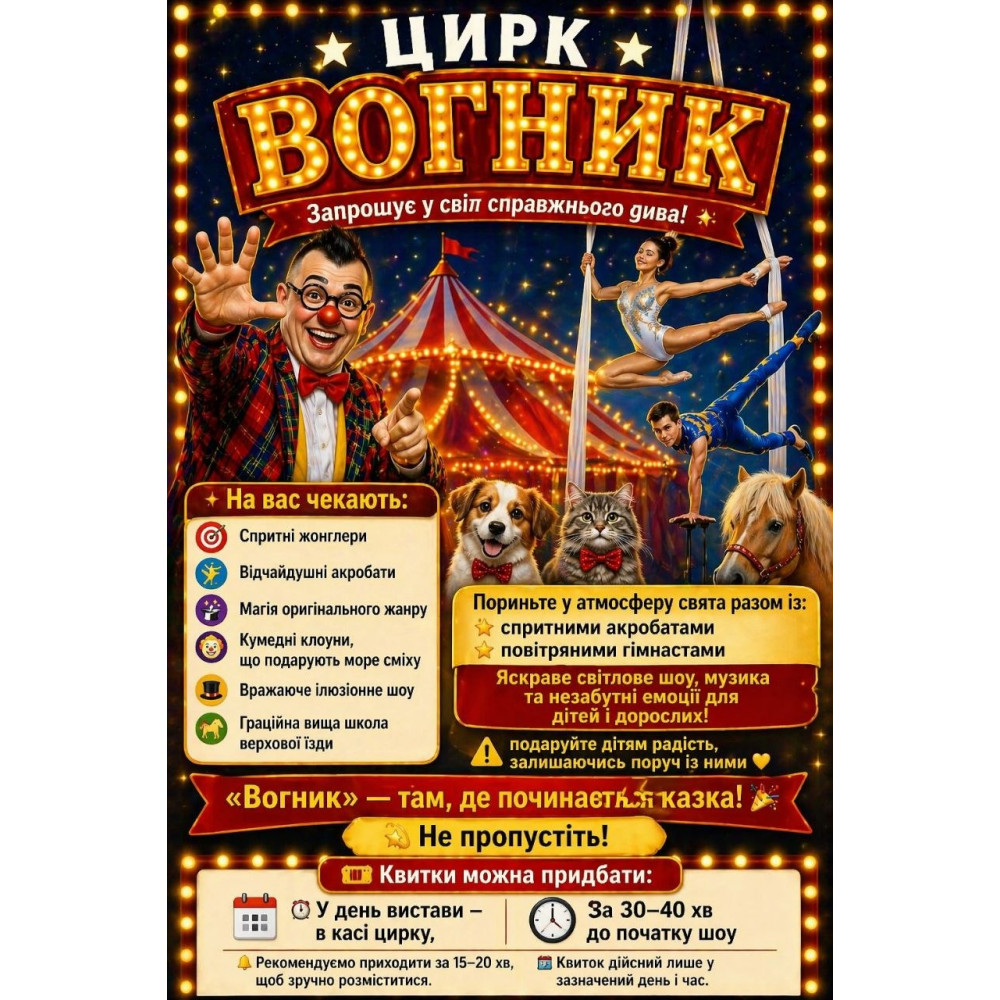 Фото №2 - Афіша Афіша Цирк Вогник, Кривий Ріг - 2026-05-12 18:00:00