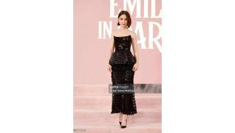 Lily Collins wows in Armani Privé at the premiere of the new season of 'Emily in Paris'