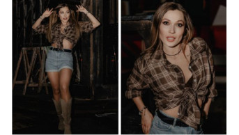 Olena Svitlytska's Bold Spring Look: Denim, Plaid and Suede Fusion