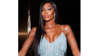 Exciting performance: Naomi Campbell wowed the audience in a golden outfit