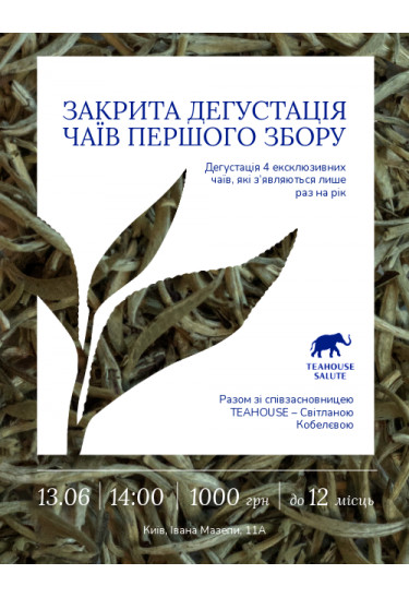 Закрита дегустація чаїв першого збору в чайному саду TEAHOUSE Київ 2026